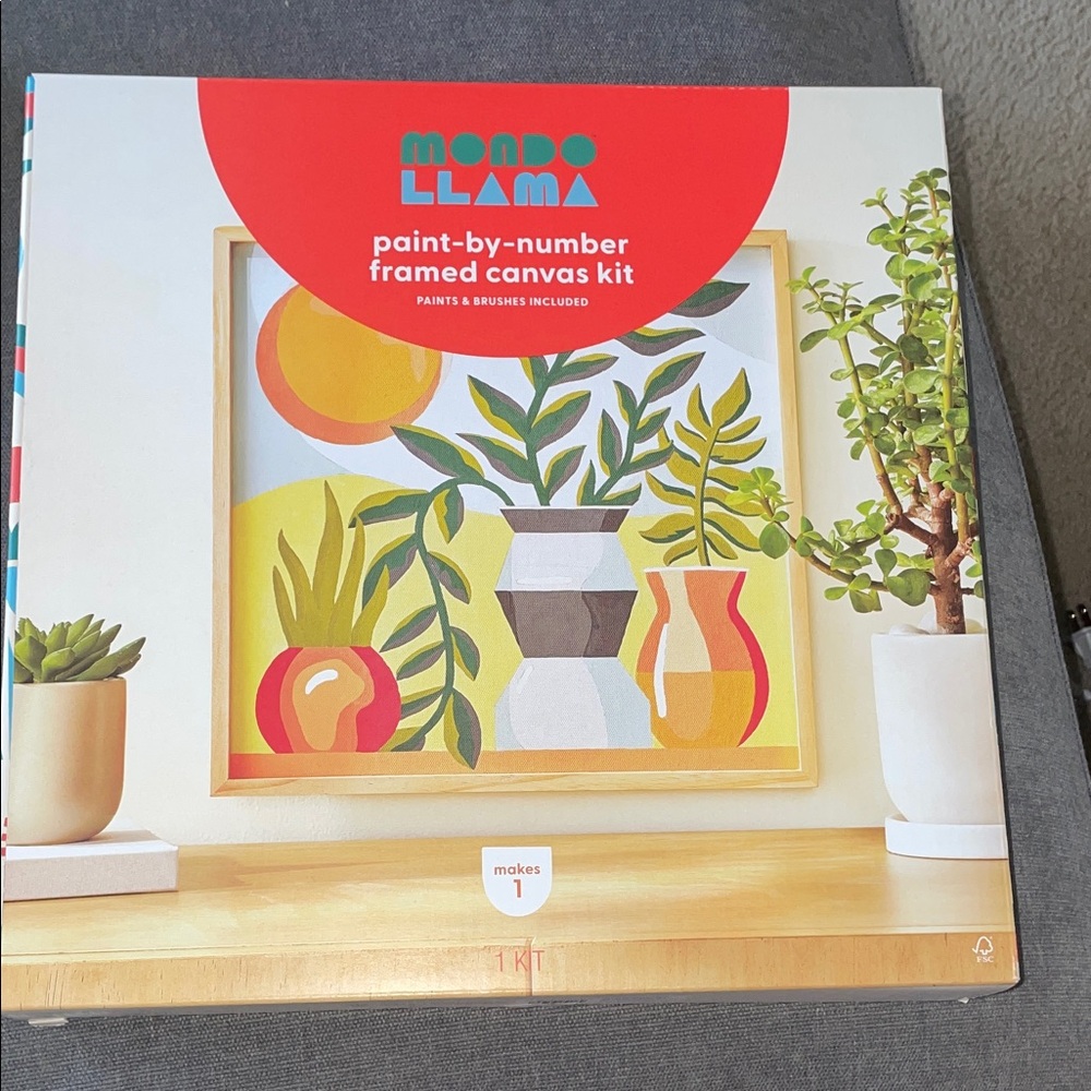 Mondo Llama Yellow & Green Paint-by-Number Framed Canvas Kit